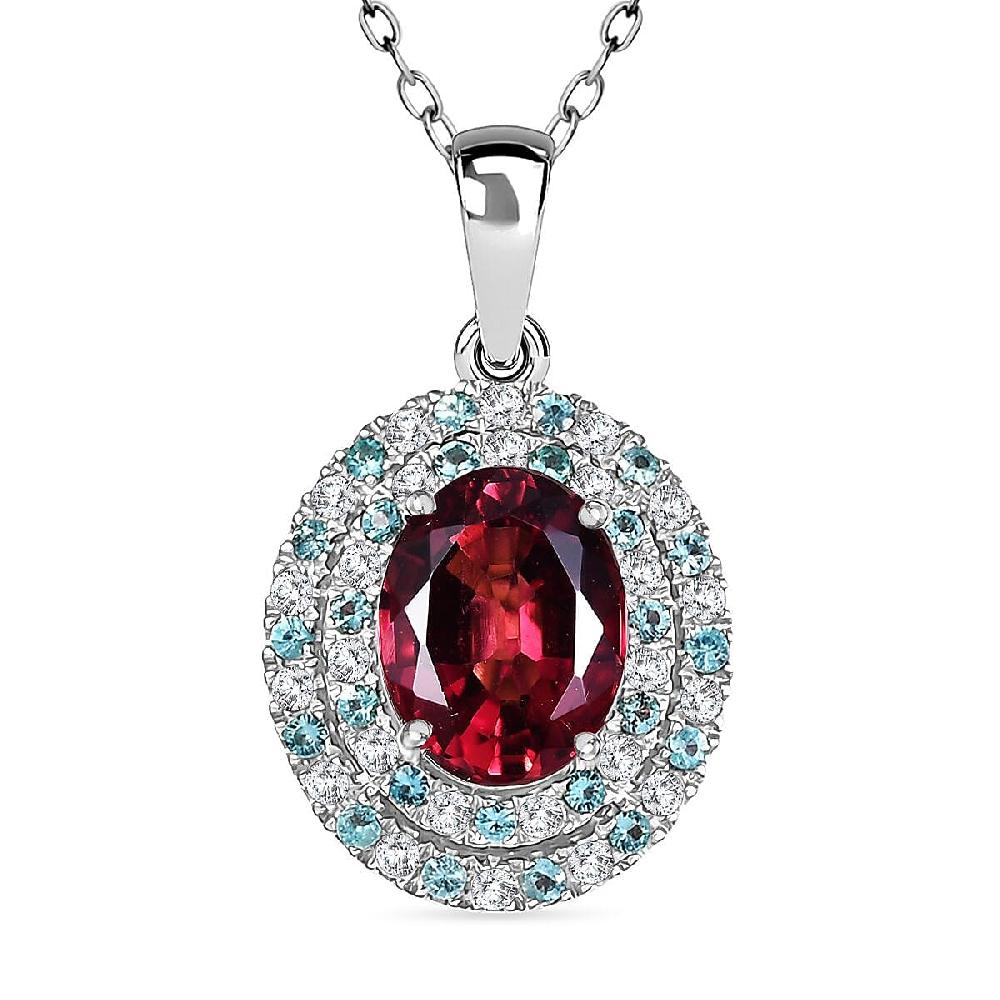 shop lc Certified & Appraised Rhapsody AAAA Ouro Fino Rubellite Paraiba Tourmaline and E-F VS2 Diamond 2.51 ctw Pendant Necklace in 950 Platinum 20 Inches 3.60 Grams