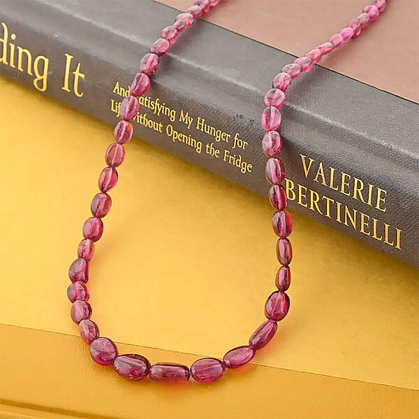 Shop Lc Certified & Appraised Rhapsody AAAA Ouro Fino Rubellite 70.00 Ctw Beaded Necklace 18 Inches In 950 Platinum