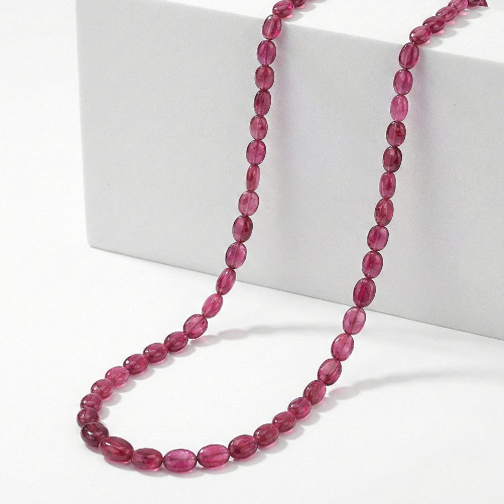 shop lc Certified & Appraised Rhapsody AAAA Ouro Fino Rubellite 70.00 ctw Beaded Necklace 18 Inches in 950 Platinum