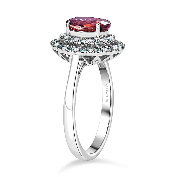 Shop Lc Certified & Appraised Rhapsody AAAA Ouro Fino Rubellite Paraiba Tourmaline And E-F VS Diamond 2.50 Ctw Ring In 950 Platinum 6.65 Grams