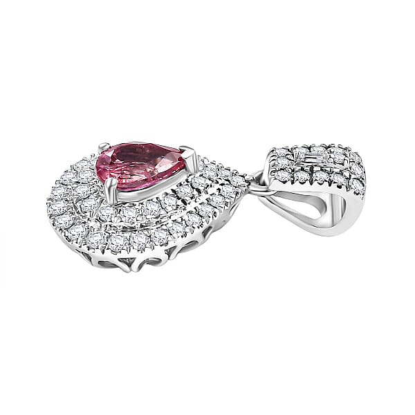 Shop Lc Certified & Appraised Rhapsody AAAA Padparadscha Sapphire And E-F VS2 Diamond 1.55 Ctw Pendant Without Chain In 950 Platinum 4.20 Grams