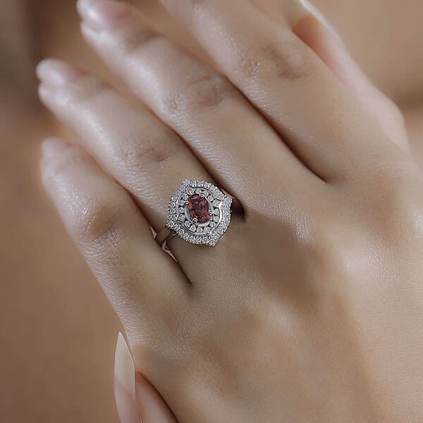 Shop Lc Certified & Appraised Rhapsody AAAA Padparadscha Sapphire And E-F VS2 Diamond 1.53 Ctw Ring In 950 Platinum 6.78 Grams