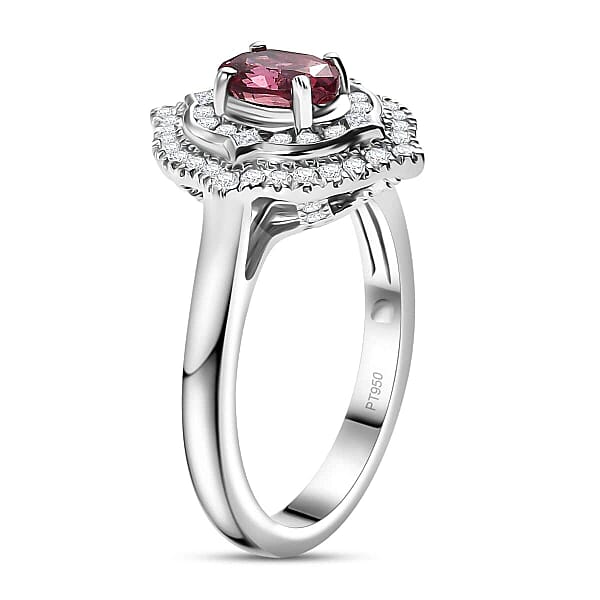 Shop Lc Certified & Appraised Rhapsody AAAA Padparadscha Sapphire And E-F VS2 Diamond 1.53 Ctw Ring In 950 Platinum 6.78 Grams