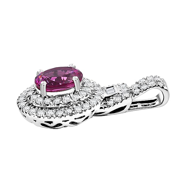 Shop Lc Certified & Appraised Rhapsody AAAA Padparadscha Sapphire And E-F VS2 Diamond 2.02 Ctw Pendant Without Chain In 950 Platinum