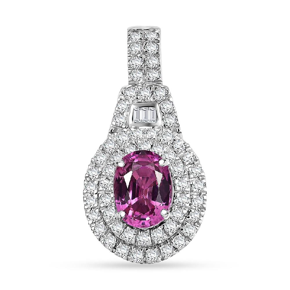 shop lc Certified & Appraised Rhapsody AAAA Padparadscha Sapphire and E-F VS2 Diamond 2.02 ctw Pendant without Chain in 950 Platinum