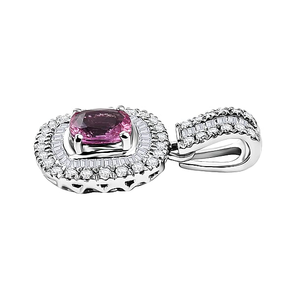 Shop Lc Certified & Appraised Rhapsody AAAA Padparadscha Sapphire And E-F VS2 Diamond 1.74 Ctw Pendant Without Chain In 950 Platinum