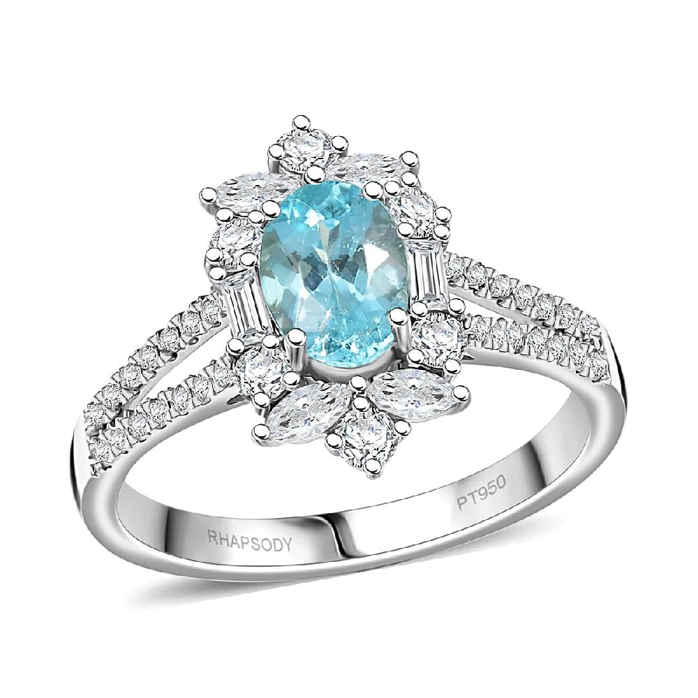 shop lc Certified & Appraised Rhapsody AAAA Paraiba Tourmaline and E-F VS2 Diamond 2.65 ctw Ring in 950 Platinum 6.70 Grams