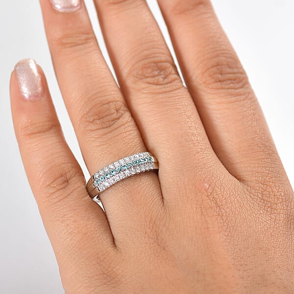 Shop Lc Certified & Appraised Rhapsody AAAA Paraiba Tourmaline And E-F VS2 Diamond 0.60 Ctw Ring In 950 Platinum 6.80 Grams