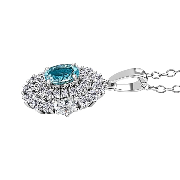 Shop Lc Certified & Appraised Rhapsody AAAA Paraiba Tourmaline And E-F VS2 Diamond 2.25 Ctw Pendant Necklace In 950 Platinum 5.50 Grams 20 Inches