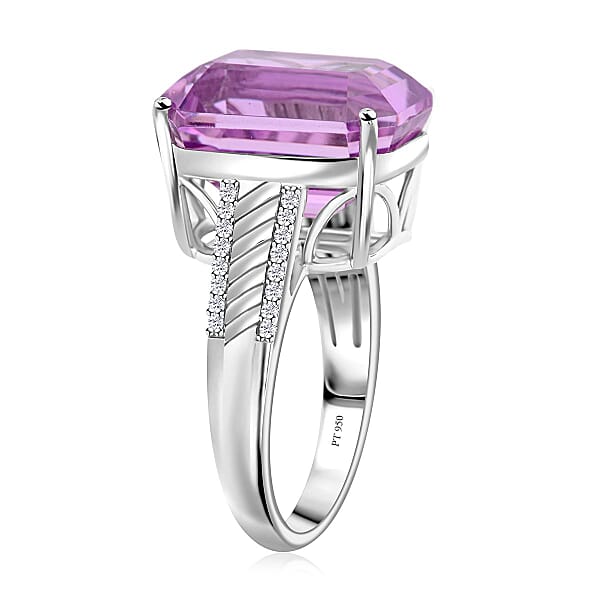 Shop Lc Certified & Appraised Rhapsody AAAA Patroke Kunzite And E-F VS Diamond 16.10 Ctw Ring In 950 Platinum 9.85 Grams