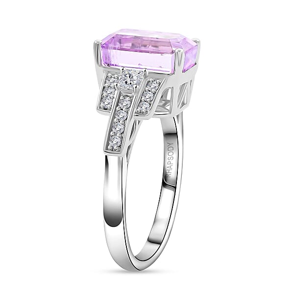Shop Lc Certified & Appraised Rhapsody AAAA Patroke Kunzite And E-F VS Diamond 6.00 Ctw Ring In 950 Platinum 7.85 Grams