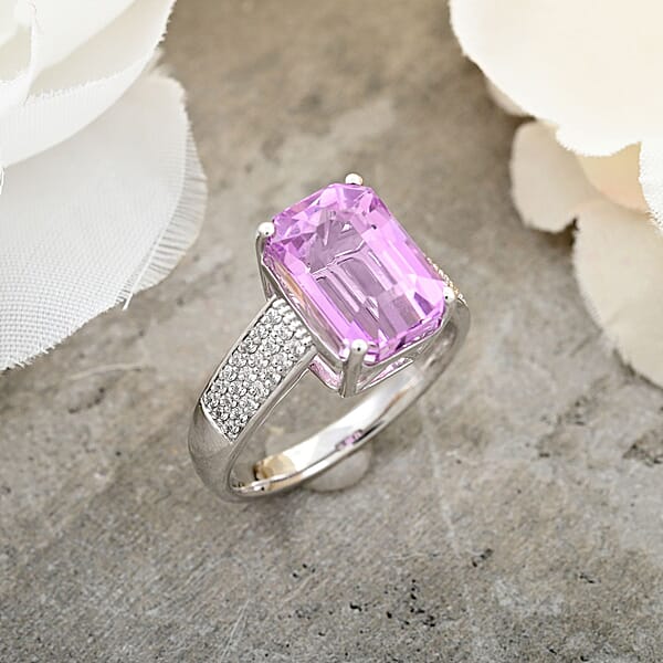 Shop Lc Certified & Appraised Rhapsody AAAA Patroke Kunzite And Diamond E-F VS Ring In 950 Platinum 8.20 Grams 6.75 Ctw