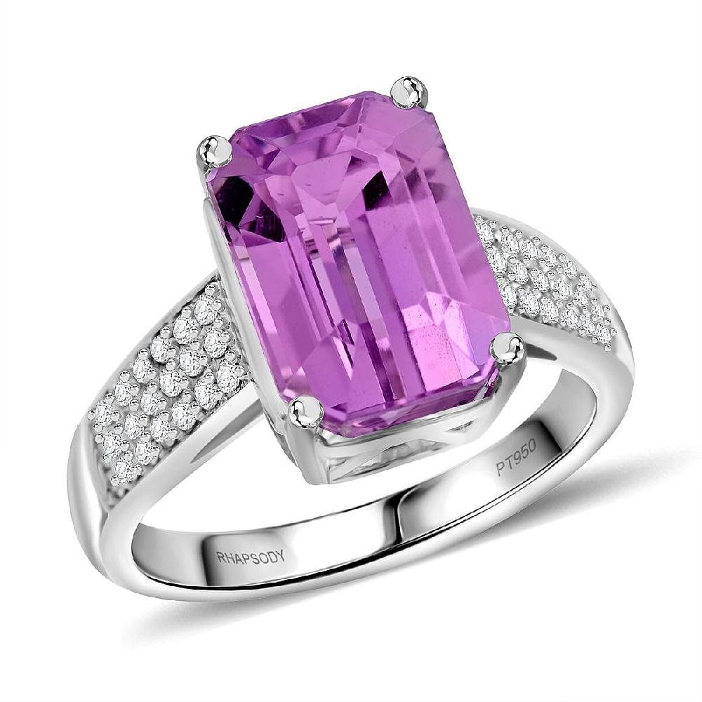 shop lc Certified & Appraised Rhapsody AAAA Patroke Kunzite and Diamond E-F VS Ring in 950 Platinum 8.20 Grams 6.75 ctw