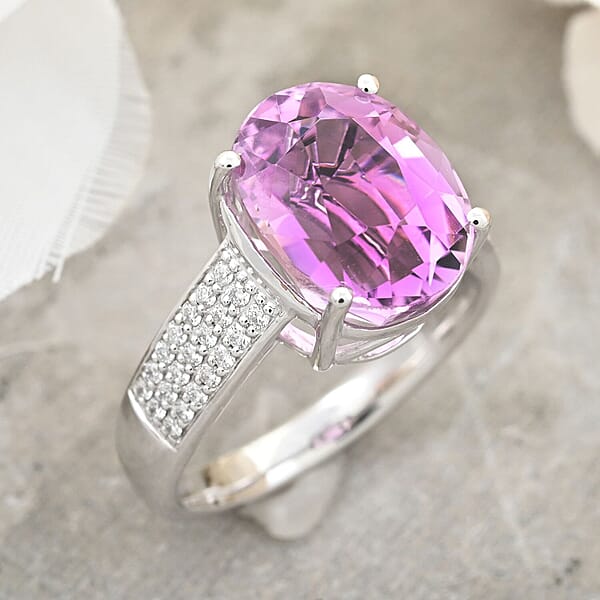 Shop Lc Certified & Appraised Rhapsody AAAA Patroke Kunzite And E-F VS Diamond 7.00 Ctw Ring In 950 Platinum 8.25 Grams