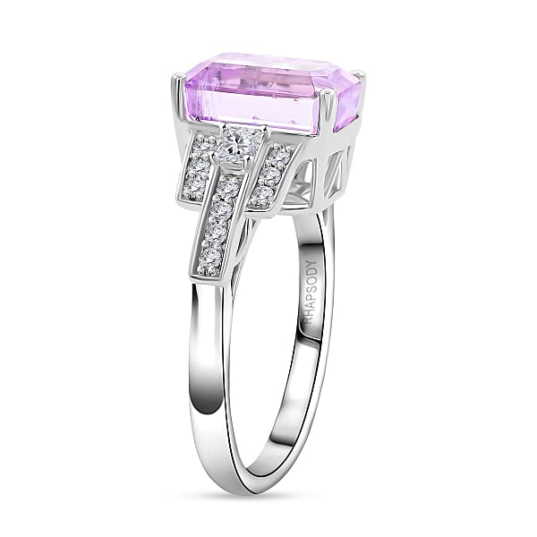 Shop Lc Certified & Appraised Rhapsody AAAA Patroke Kunzite And E-F VS Diamond 6.00 Ctw Ring In 950 Platinum 7.85 Grams