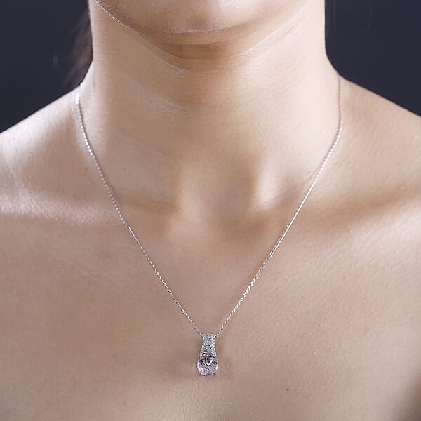 Shop Lc Certified & Appraised Rhapsody AAAA Pink Morganite Paraiba Tourmaline E-F VS Diamond 2.58 Ctw Pendant Necklace 20 Inches In 950 Platinum