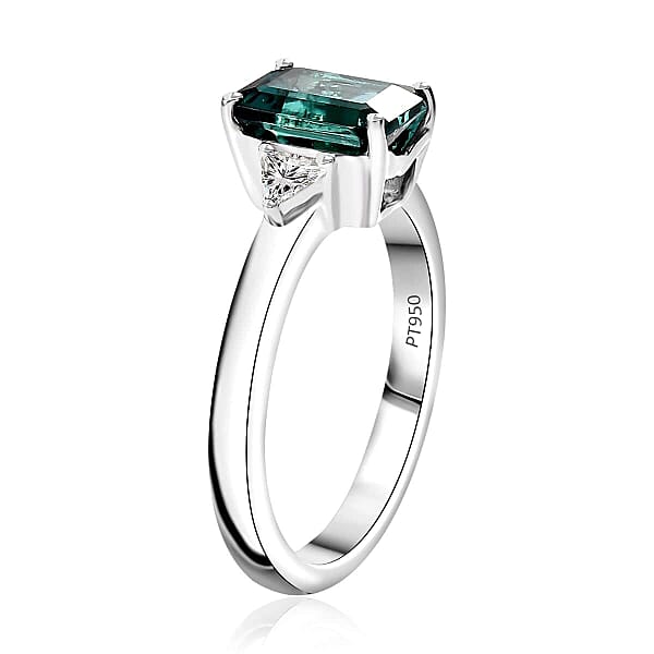 Shop Lc Certified & Appraised Rhapsody AAAA Pirineu Lagoon Tourmaline And E-F VS Diamond 2.47 Ctw Ring In 950 Platinum 7.80 Grams