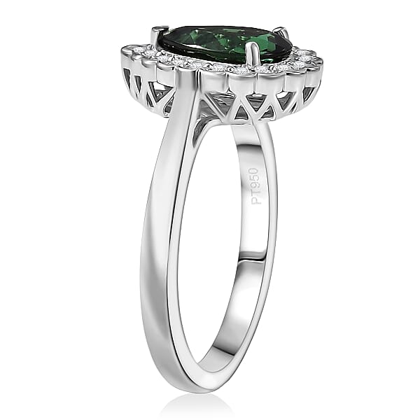 Shop Lc Certified & Appraised Rhapsody AAAA Pirineu Lagoon Tourmaline And E-F VS Diamond 1.50 Ctw Ring In 950 Platinum 6.22 Grams