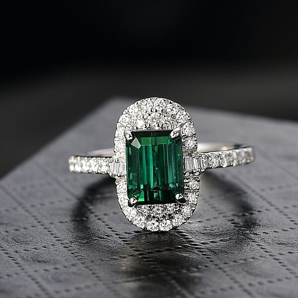 Shop Lc Certified & Appraised Rhapsody AAAA Pirineu Lagoon Tourmaline And Diamond E-F VS 2.35 Ctw Ring In 950 Platinum 6.10 Grams