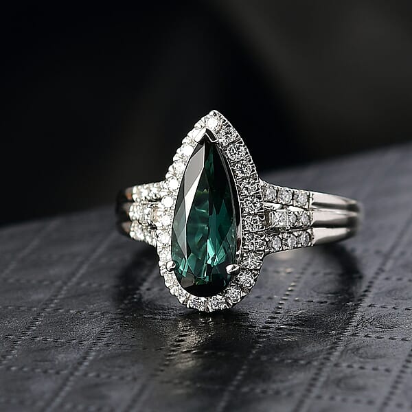 Shop Lc Certified & Appraised Rhapsody AAAA Pirineu Lagoon Tourmaline And Diamond E-F VS 2.25 Ctw Ring In 950 Platinum 7.30 Grams