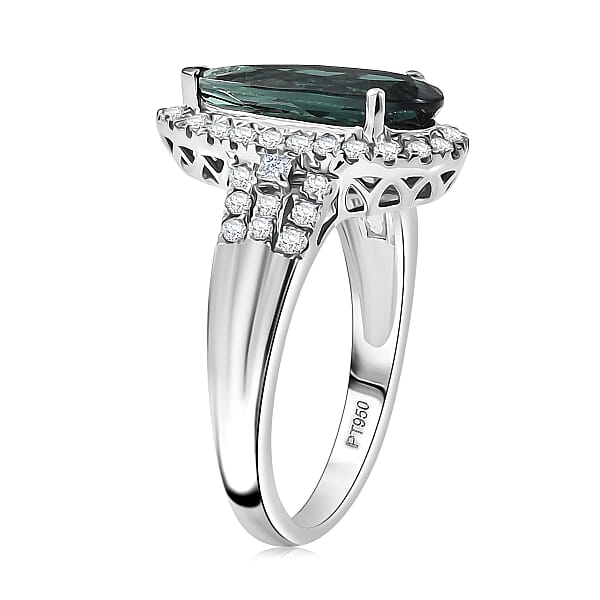 Shop Lc Certified & Appraised Rhapsody AAAA Pirineu Lagoon Tourmaline And Diamond E-F VS 2.25 Ctw Ring In 950 Platinum 7.30 Grams