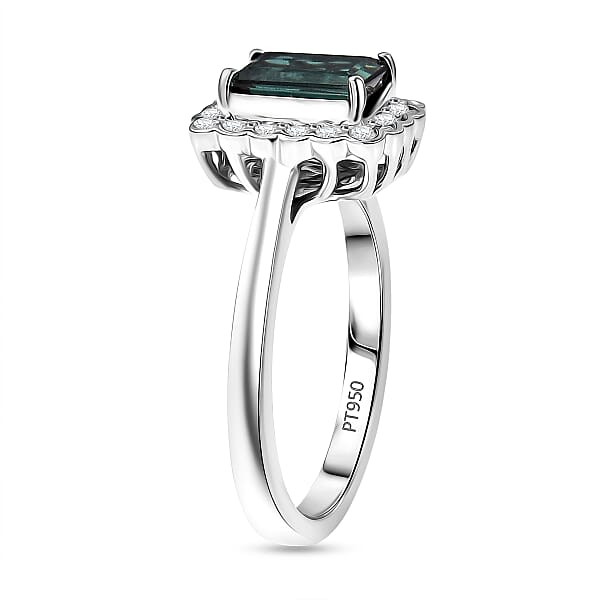 Shop Lc Certified & Appraised Rhapsody AAAA Pirineu Lagoon Tourmaline And E-F VS Diamond 1.50 Ctw Ring In 950 Platinum 5.75 Grams