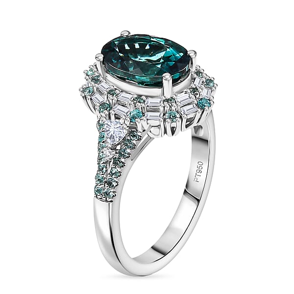 Shop Lc Certified & Appraised Rhapsody AAAA Pirineu Lagoon Tourmaline Paraiba Tourmaline And E-F VS2 Diamond 4.40 Ctw Ring In 950 Platinum 9 Grams