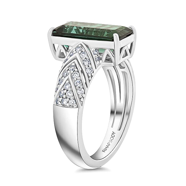 Shop Lc Certified & Appraised Rhapsody AAAA Pirineu Lagoon Tourmaline And E-F VS Diamond 5.05 Ctw Ring In 950 Platinum 9.35 Grams