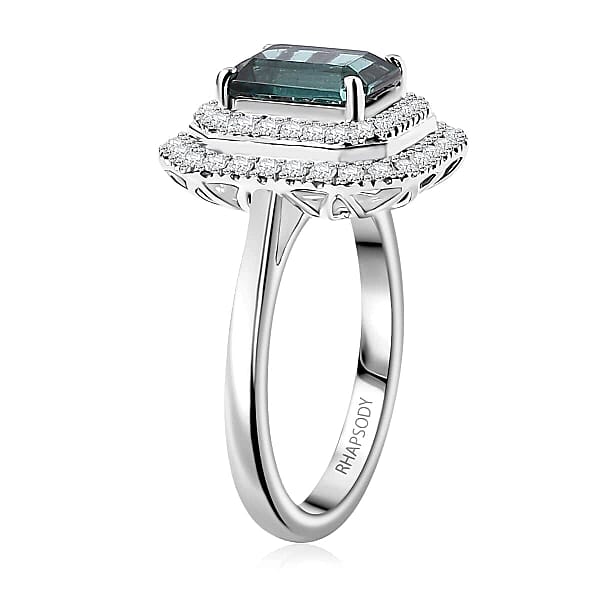 Shop Lc Certified & Appraised Rhapsody AAAA Pirineu Lagoon Tourmaline And E-F VS2 Diamond 3.30 Ctw Double Halo Ring In 950 Platinum (Size 10.0) 8.05 Grams