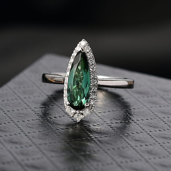Shop Lc Certified & Appraised Rhapsody AAAA Pirineu Lagoon Tourmaline And E-F VS Diamond 1.51 Ctw Ring In 950 Platinum 6.36 Grams