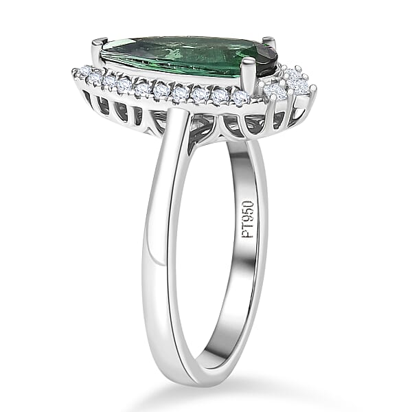 Shop Lc Certified & Appraised Rhapsody AAAA Pirineu Lagoon Tourmaline And E-F VS Diamond 1.51 Ctw Ring In 950 Platinum 6.36 Grams