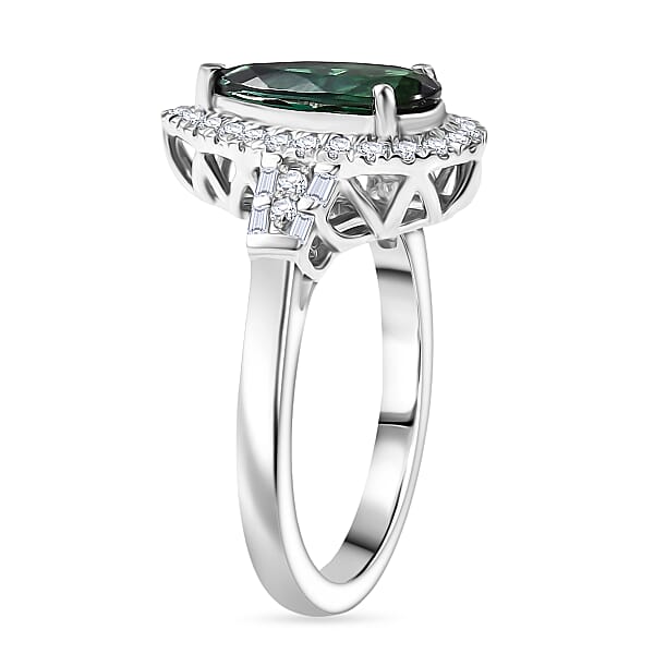 Shop Lc Certified & Appraised Rhapsody AAAA Pirineu Lagoon Tourmaline And E-F VS Diamond 1.45 Ctw Ring In 950 Platinum 7 Grams