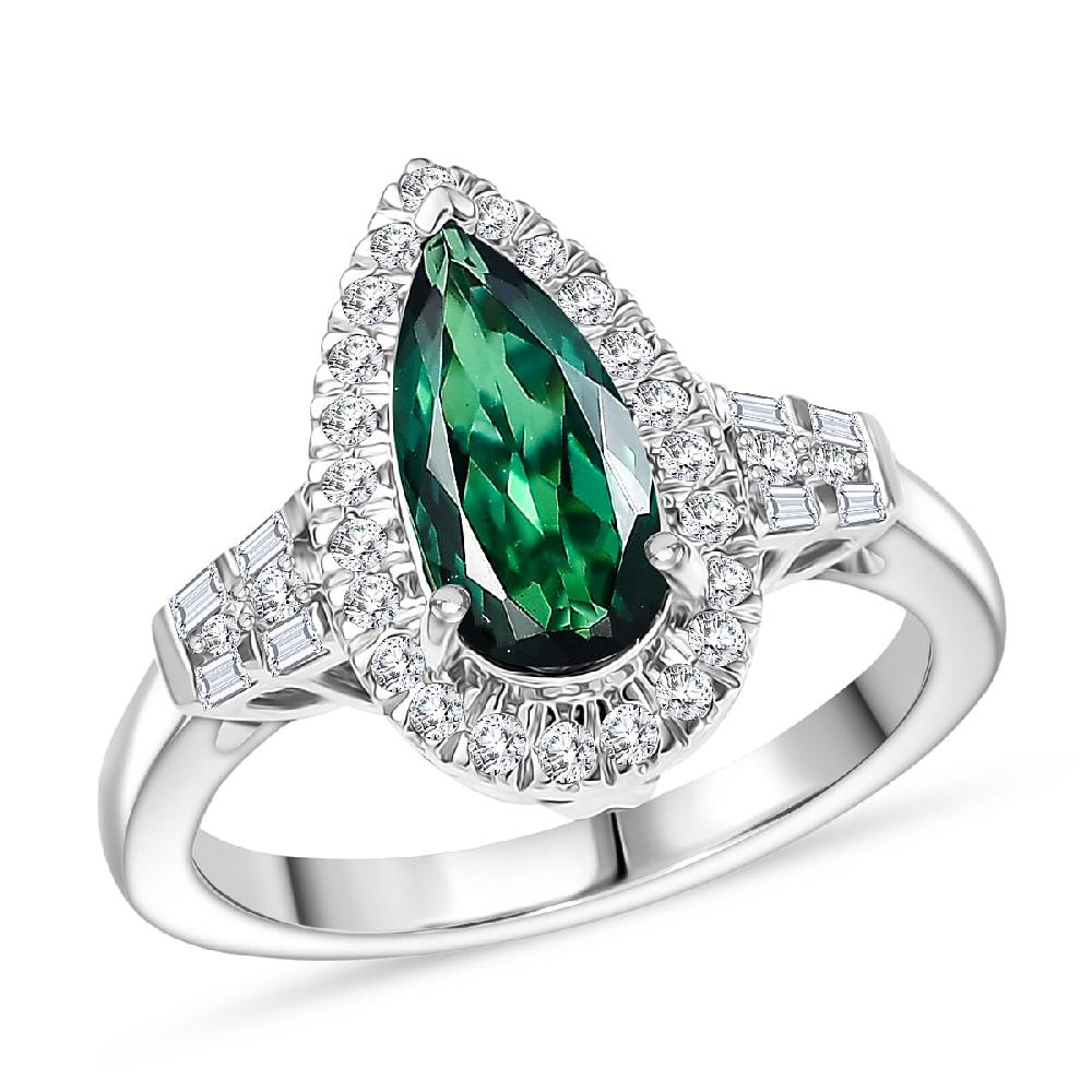 shop lc Certified & Appraised Rhapsody AAAA Pirineu Lagoon Tourmaline and E-F VS Diamond 1.45 ctw Ring in 950 Platinum 7 Grams