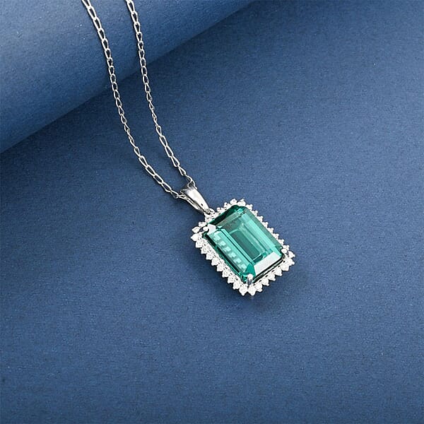Shop Lc Certified & Appraised Rhapsody AAAA Pirineu Lagoon Tourmaline And E-F VS Diamond 8.15 Ctw Pendant Without Chain In 950 Platinum
