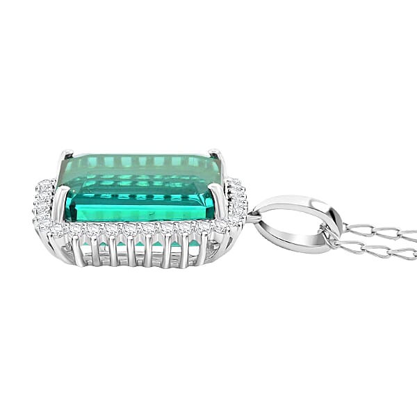 Shop Lc Certified & Appraised Rhapsody AAAA Pirineu Lagoon Tourmaline And E-F VS Diamond 8.15 Ctw Pendant Without Chain In 950 Platinum