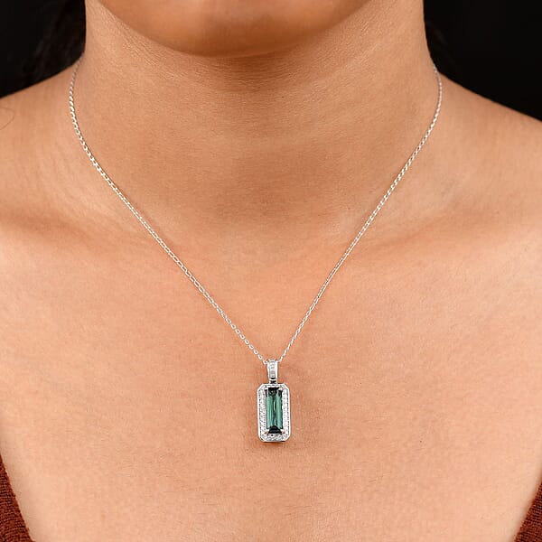 Shop Lc Certified & Appraised Rhapsody AAAA Pirineu Lagoon Tourmaline And E-F VS Diamond 2.88 Ctw Pendant Necklace 20 Inches In 950 Platinum 5.38 Grams