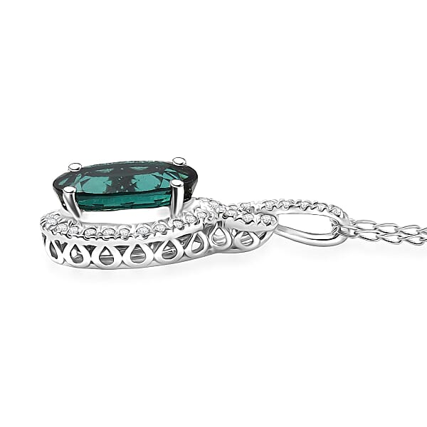 Shop Lc Certified & Appraised Rhapsody AAAA Pirineu Lagoon Tourmaline And E-F VS Diamond 5.50 Ctw Pendant Necklace 20 Inches In 950 Platinum 4 Grams