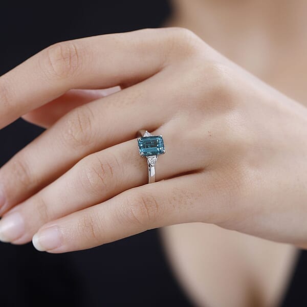Shop Lc Certified & Appraised Rhapsody AAAA Pirineu Lagoon Tourmaline And E-F VS Diamond 2.47 Ctw Ring In 950 Platinum 7.80 Grams