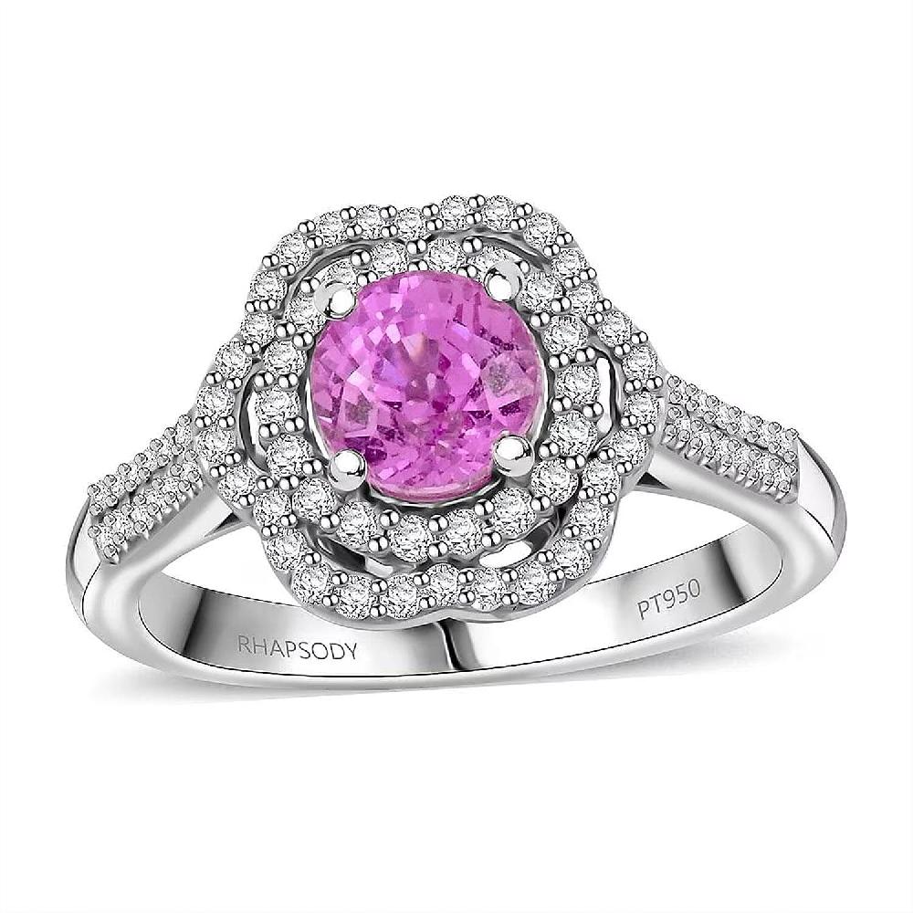 shop lc Certified & Appraised Rhapsody AAAA Sakalava Sparkle Madagascar Pink Sapphire and F-E VS Diamond 1.75 ctw Ring in 950 Platinum 7 Grams