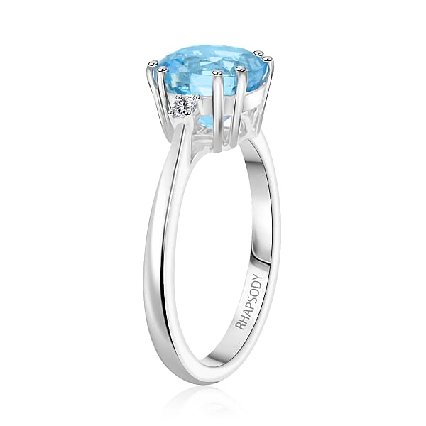Shop Lc Certified & Appraised Rhapsody AAAA Santa Maria Aquamarine And E-F VS Diamond 2.35 Ctw Ring In 950 Platinum 5.80 Grams