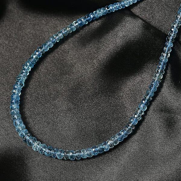 Shop Lc Certified & Appraised Rhapsody AAAA Santa Maria Aquamarine Beaded Graduated 70 Ctw Necklace 18-20 Inches In 950 Platinum