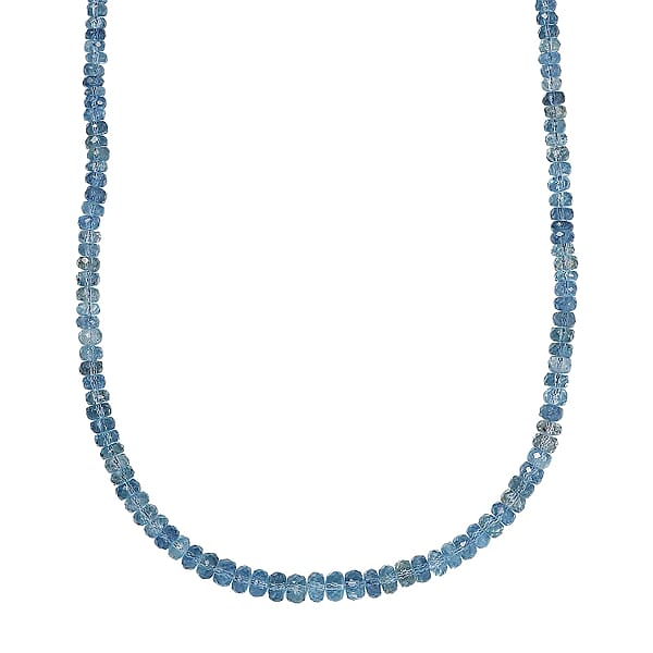 Shop Lc Certified & Appraised Rhapsody AAAA Santa Maria Aquamarine Beaded Graduated 70 Ctw Necklace 18-20 Inches In 950 Platinum