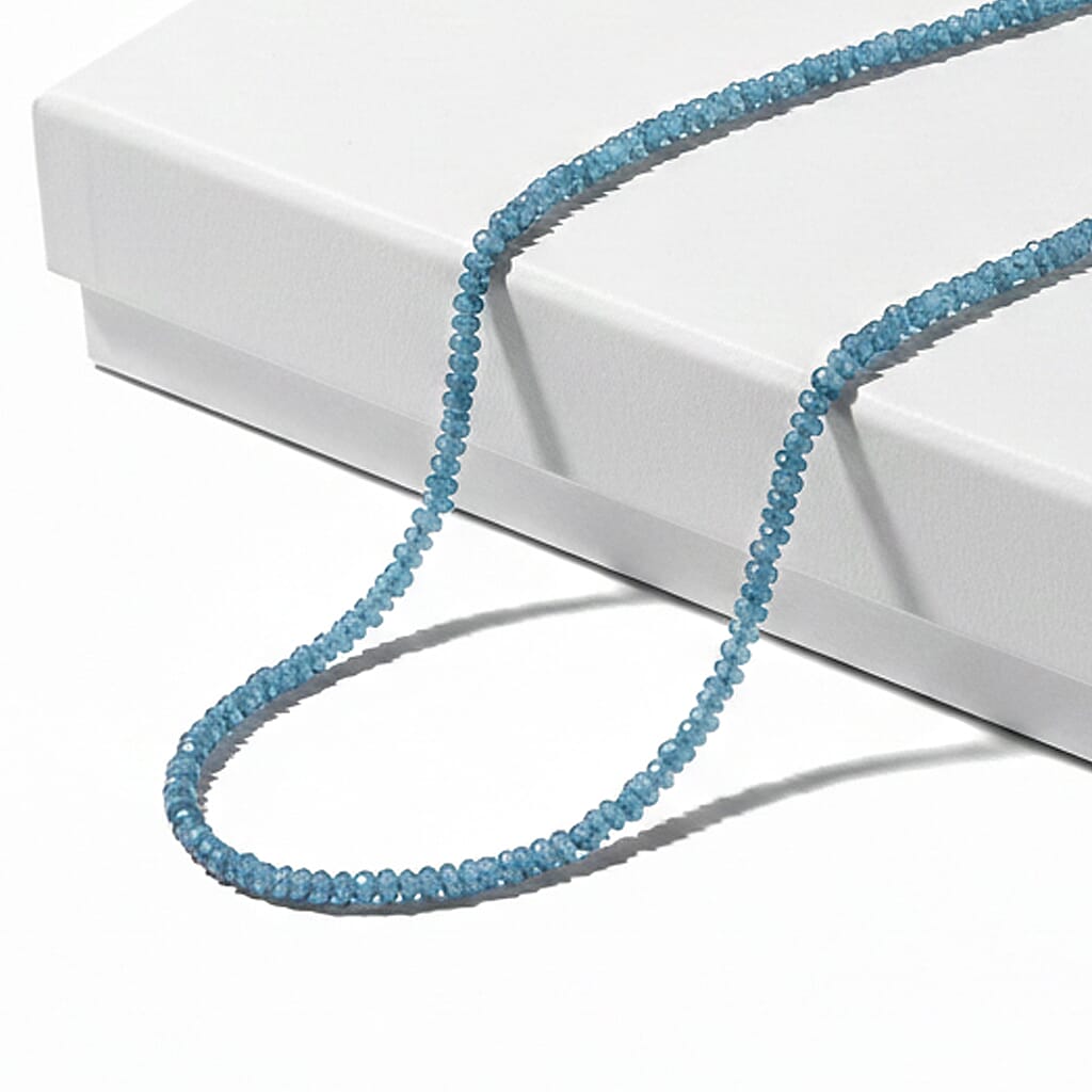 shop lc Certified & Appraised Rhapsody AAAA Santa Maria Aquamarine Beaded Graduated 70 ctw Necklace 18-20 Inches in 950 Platinum