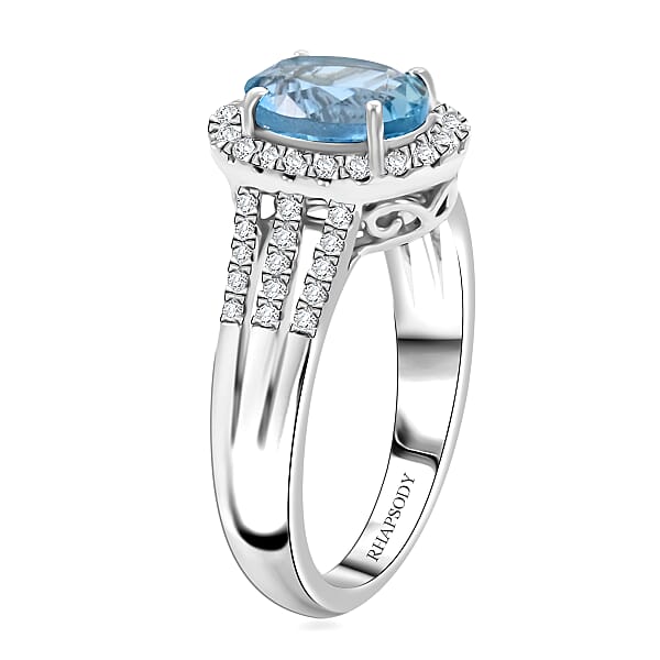 Shop Lc Certified & Appraised Rhapsody AAAA Santa Maria Aquamarine And E-F VS Diamond 2.05 Ctw Ring In 950 Platinum 8.50 Grams