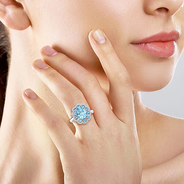 Shop Lc Certified & Appraised Rhapsody AAAA Santa Maria Aquamarine And E-F VS Diamond 3.10 Ctw Ring In 950 Platinum 9 Grams