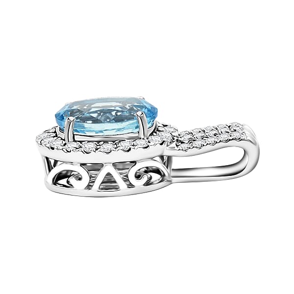 Shop Lc Certified & Appraised Rhapsody AAAA Santa Maria Aquamarine And E-F VS Diamond 2.00 Ctw Pendant Without Chain In 950 Platinum