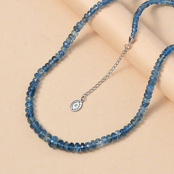 Shop Lc Certified & Appraised Rhapsody AAAA Santa Maria Aquamarine 73.20 Ctw Beaded Graduated Necklace In 950 Platinum 18-20 Inches
