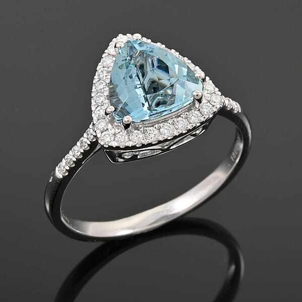 Shop Lc Certified & Appraised Rhapsody AAAA Santa Maria Aquamarine And E-F VS Diamond 2.36 Ctw Ring In 950 Platinum 6.45 Grams
