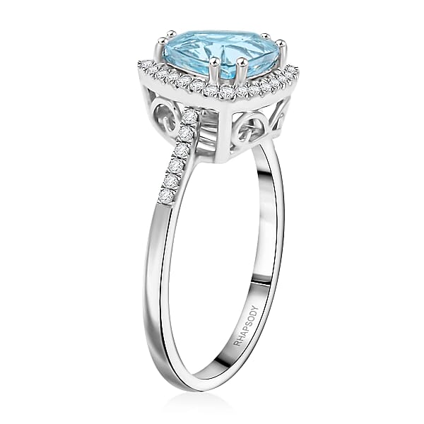 Shop Lc Certified & Appraised Rhapsody AAAA Santa Maria Aquamarine And E-F VS Diamond 2.36 Ctw Ring In 950 Platinum 6.45 Grams