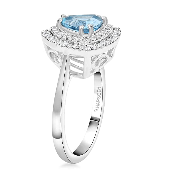 Shop Lc Certified & Appraised Rhapsody AAAA Santa Maria Aquamarine And E-F VS Diamond 2.00 Ctw Ring In 950 Platinum 8.80 Grams